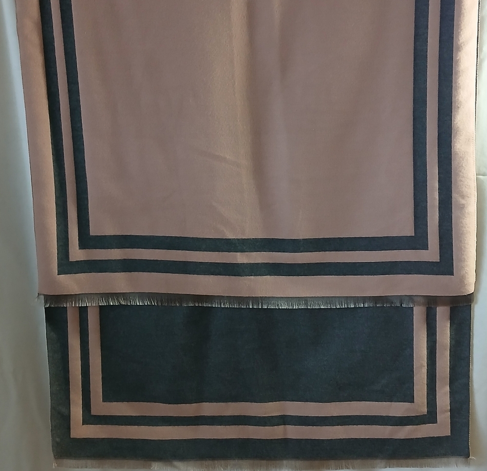 Reversable and Elegant Pale Pink and Black Cashmere Soft Reversable Wrap Scarf